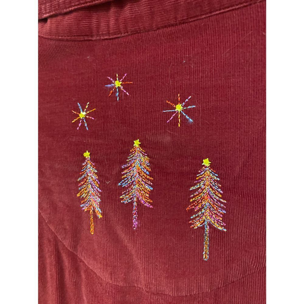 Vintage Red Christmas Corduroy Shirt Christopher and Banks Size Large - Picture 8 of 8